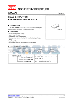 UCD4071 datasheet - QUAD 2-INPUT OR BUFFERED B SERIES GATE