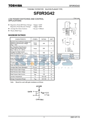 SF0R3G42 datasheet - LOW POWER SWITCHING AND CONTROL APPLICATIONS