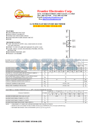 SF10-05-LFR datasheet - 1A SUPER FAST RECOVERY RECTIFIER