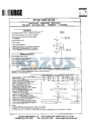 SF100 datasheet - SUPERFAST RECOVERY RECTIFIER VOLTAGE - 50 - 600 Volts CURRENT - 1.0 Amperes