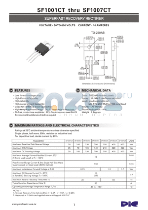 SF1001CT datasheet - SUPERFAST RECOVERY RECTIFIER