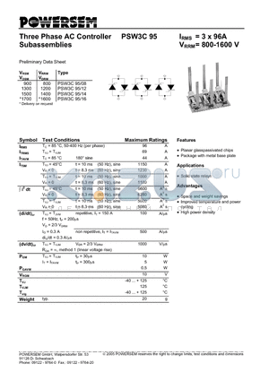 PSW3C95 datasheet - Three Phase AC Controller Subassemblies