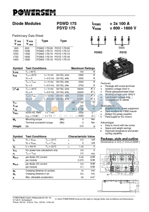 PSWD175 datasheet - Diode Modules