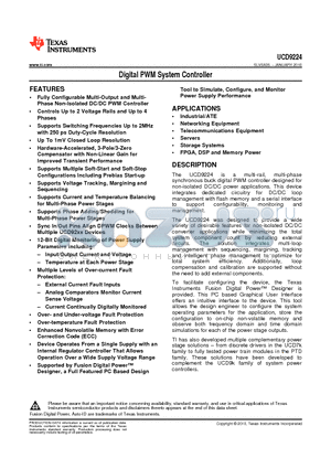 UCD9224 datasheet - Digital PWM System Controller