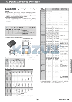 TMCHA1C105MTRF datasheet - TANTALUM ELECTROLYTIC CAPACITORS