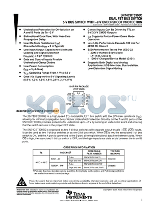 SN74CBT3306CD datasheet - DUAL FET BUS SWITCH 5-V BUS SWITCH WITH-2-V UNDERSHOOT PROTECTION