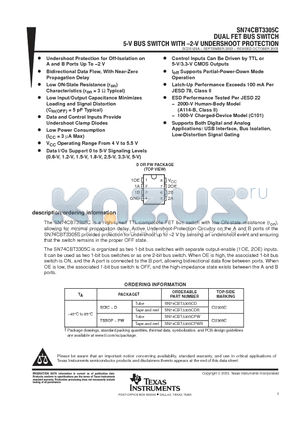 SN74CBT3305CPWR datasheet - DUALFET BUS SWICH 5-V BUS SWITCH -2-V UNDERSHOOT PROTECTION