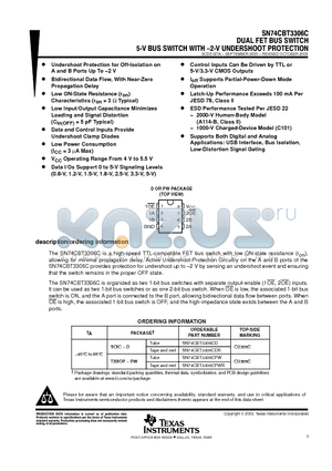 SN74CBT3306CDR datasheet - DUAL FET BUS SWITCH 5-V BUS SWITCH WITH-2-V UNDERSHOOT PROTECTION