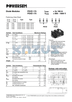 PSXD175 datasheet - Diode Modules