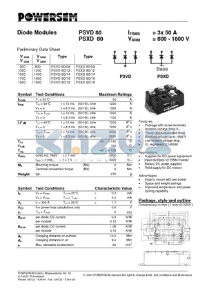 PSXD80 datasheet - Diode Modules