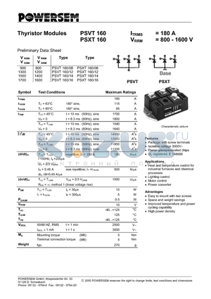 PSXT160 datasheet - Thyristor Modules