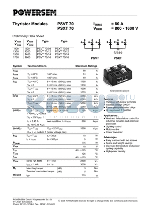 PSXT70 datasheet - Thyristor Modules