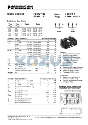 PSYD120 datasheet - Diode Modules