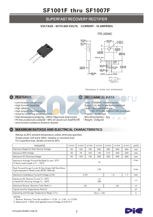 SF1007F datasheet - SUPERFAST RECOVERY RECTIFIER