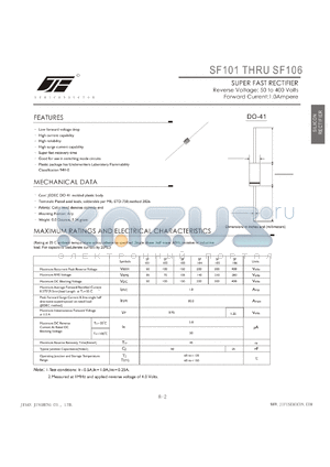 SF101 datasheet - SUPER FAST RECTIFIER