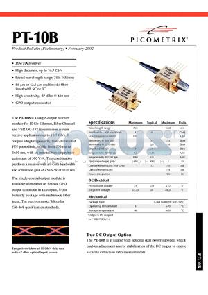 PT-10B datasheet - A single-output receiver module