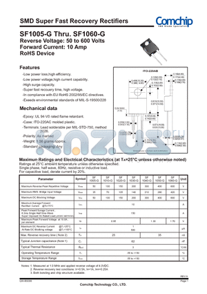 SF1010-G datasheet - SMD Super Fast Recovery Rectifiers