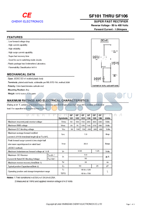 SF102 datasheet - SUPER FAST RECTIFIER