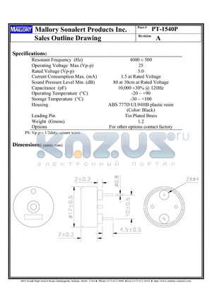 PT-1540P datasheet - PT-1540P