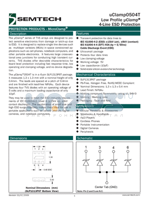 UCLAMP0504T datasheet - Low Profile Clamp 4-Line ESD Protection