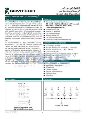 UCLAMP0506T datasheet - Low Profile Clamp 6-Line ESD Protection