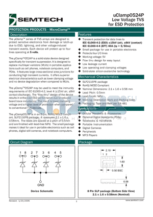 UCLAMP0524P datasheet - Low Voltage TVS for ESD Protection