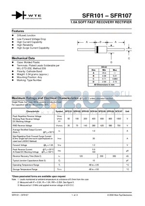 SF104-T3 datasheet - 1.0A SOFT FAST RECOVERY RECTIFIER