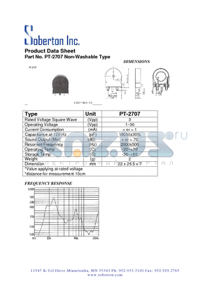 PT-2707 datasheet - Non-Washable Type