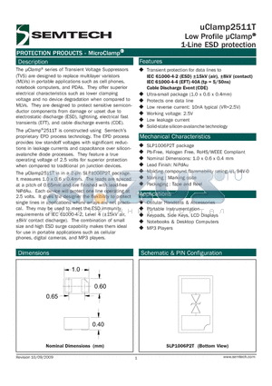 UCLAMP2511T datasheet - Low Profile Clamp 1-Line ESD protection