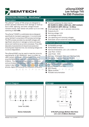 UCLAMP3306P datasheet - Low Voltage TVS for ESD Protection