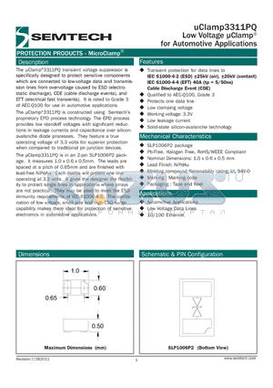 UCLAMP3311PQ datasheet - Low Voltage lClamp^ for Automotive Applications
