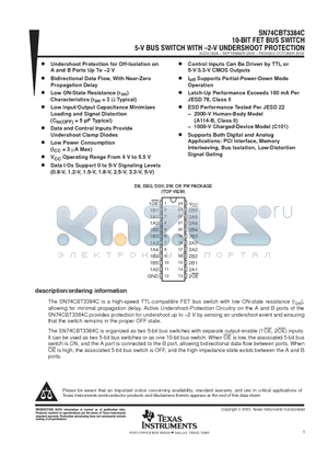 SN74CBT3384C datasheet - 10-BIT FET BUSSWITCH 5-V BUS SWITCH WITH -2-V UNDERSHOOT PROTECTION