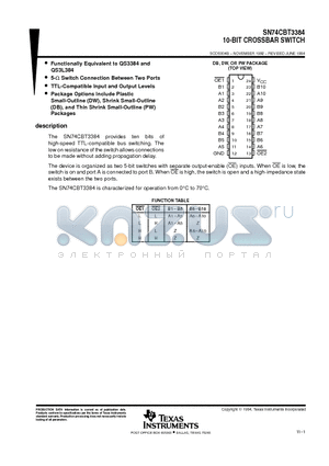 SN74CBT3384_1 datasheet - 10-BIT CROSSBAR SWITCH