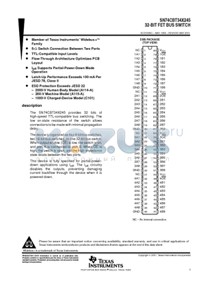 SN74CBT34X245 datasheet - 32-BIT FET BUS SWITCH