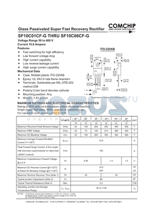 SF10C01CF-G datasheet - Glass Passivated Super Fast Recovery Rectifier
