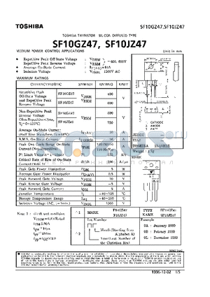 SF10JZ47 datasheet - TOSHIBA THYRISTOR SILICON DIFFUSED TYPE