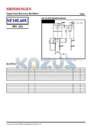 SF10L60 datasheet - Super Fast Recovery Rectifiers(600V 10A)