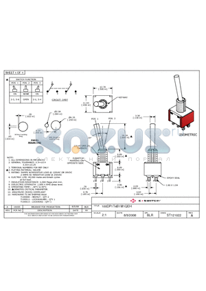 ST121022 datasheet - E-SWITCH 100DP1T4B1M1QEH