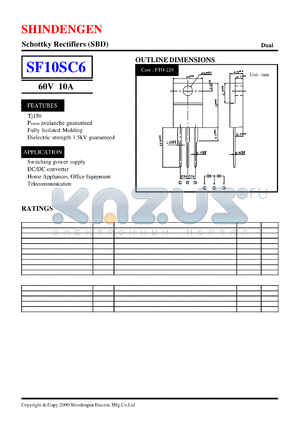 SF10SC6 datasheet - Schottky Rectifiers (SBD) (60V 10A)