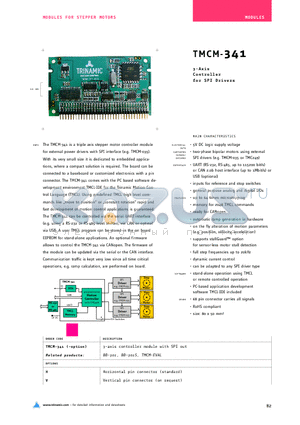 TMCM-341 datasheet - 3-Axis Controller for SPI Drivers