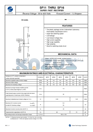 SF11 datasheet - SUPER FAST RECTIFIER