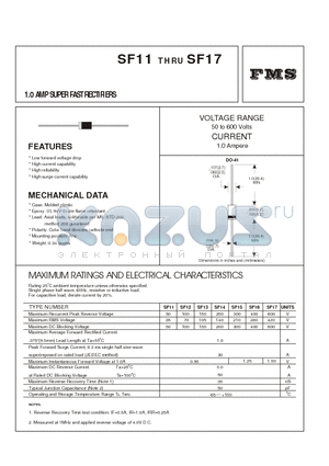 SF11 datasheet - 1.0 AMP SUPER FAST RECTIFIERS