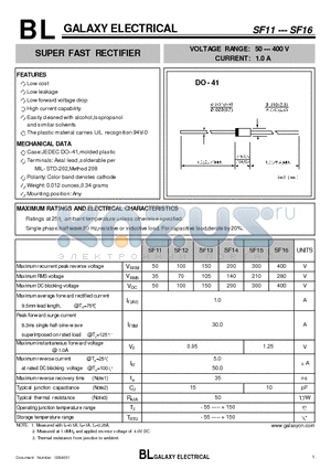 SF11 datasheet - SUPER FAST RECTIFIER