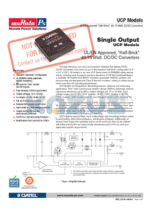 UCP-12/5-D48 datasheet - 40-75 Watt, DC/DC Converters