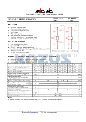 SF11G datasheet - SUPER FAST GLASS PASSIVATED RECTIFIER