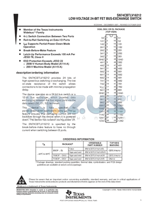 SN74CBTLV16212DL datasheet - LOW-VOLTAGE 24-BIT FET BUS-EXCHANGE SWITCH