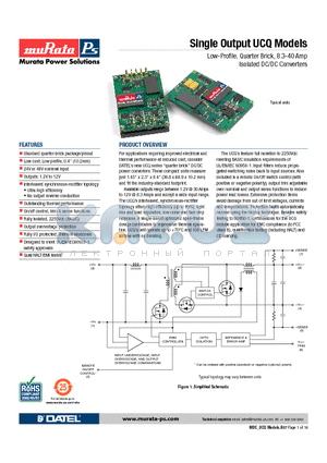 UCQ-3.3-35-D48PHCY datasheet - Low-Profile, Quarter Brick, 8.3-40 Amp Isolated DC/DC Converters