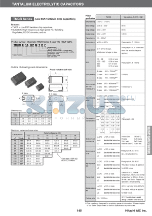 TMCRE1A107MTRF datasheet - TANTALUM ELECTROLYTIC CAPACITORS