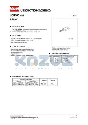 UCR16CM-TA3-T datasheet - TRIAC