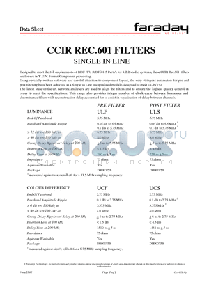 UCS datasheet - CCIR REC.601 FILTERS